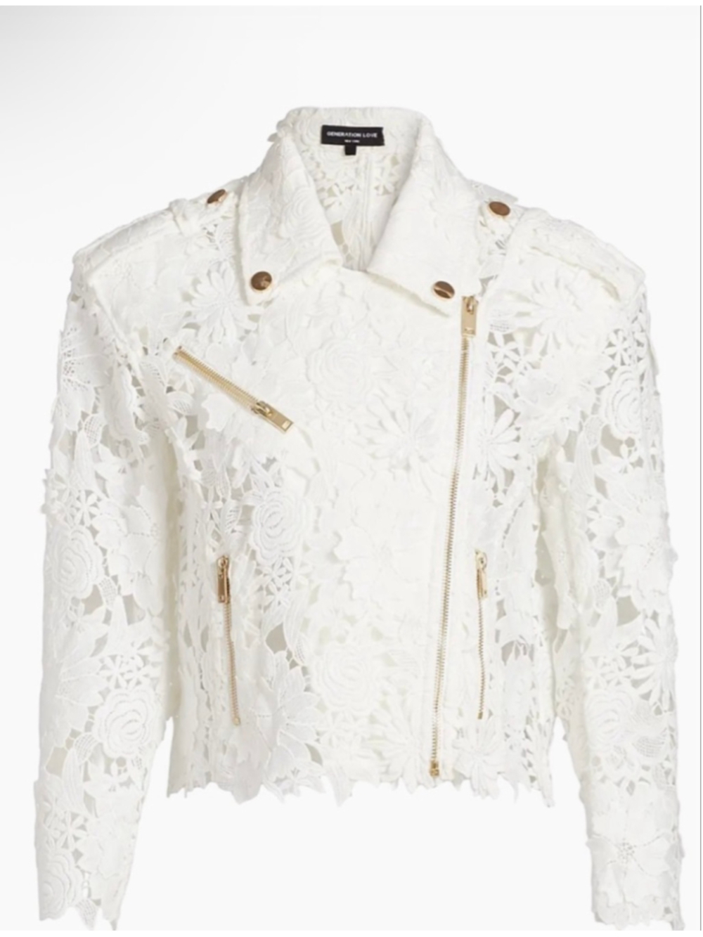 Generation Love White Crawford 3D Lace Moto Jacket Sz M NWT